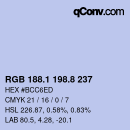 Color code: RGB 188.1 198.8 237 | qconv.com