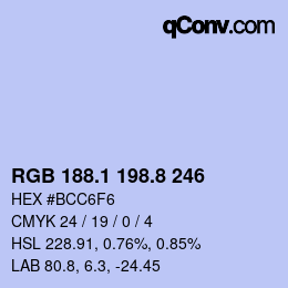 Farbcode: RGB 188.1 198.8 246 | qconv.com