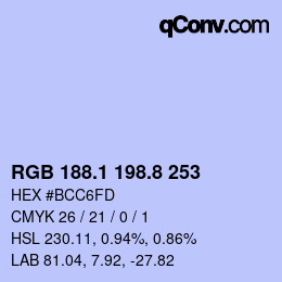 Color code: RGB 188.1 198.8 253 | qconv.com
