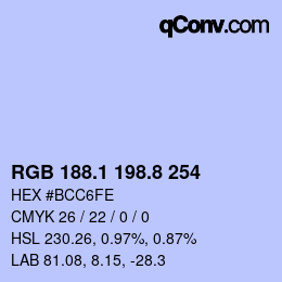 Color code: RGB 188.1 198.8 254 | qconv.com