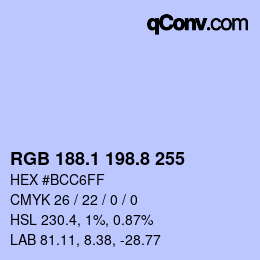 カラーコード: RGB 188.1 198.8 255 | qconv.com