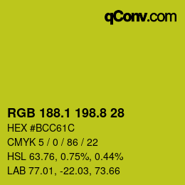 カラーコード: RGB 188.1 198.8 28 | qconv.com