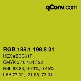 カラーコード: RGB 188.1 198.8 31 | qconv.com
