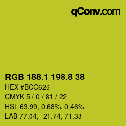 カラーコード: RGB 188.1 198.8 38 | qconv.com