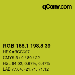 カラーコード: RGB 188.1 198.8 39 | qconv.com