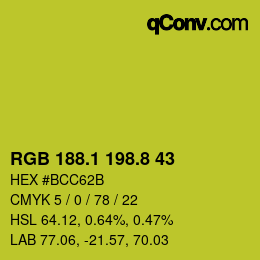 カラーコード: RGB 188.1 198.8 43 | qconv.com