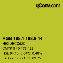 カラーコード: RGB 188.1 198.8 44 | qconv.com