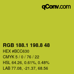 カラーコード: RGB 188.1 198.8 48 | qconv.com