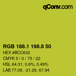 カラーコード: RGB 188.1 198.8 50 | qconv.com