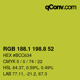 カラーコード: RGB 188.1 198.8 52 | qconv.com