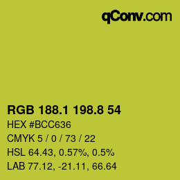 カラーコード: RGB 188.1 198.8 54 | qconv.com