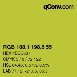 カラーコード: RGB 188.1 198.8 55 | qconv.com