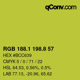 カラーコード: RGB 188.1 198.8 57 | qconv.com