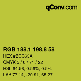 カラーコード: RGB 188.1 198.8 58 | qconv.com