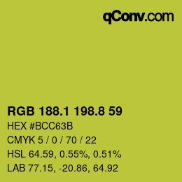 カラーコード: RGB 188.1 198.8 59 | qconv.com
