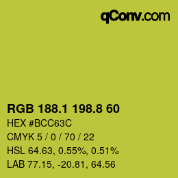 カラーコード: RGB 188.1 198.8 60 | qconv.com