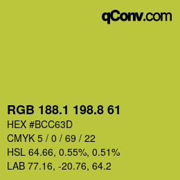 カラーコード: RGB 188.1 198.8 61 | qconv.com