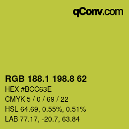 カラーコード: RGB 188.1 198.8 62 | qconv.com