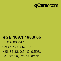 カラーコード: RGB 188.1 198.8 66 | qconv.com