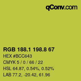 カラーコード: RGB 188.1 198.8 67 | qconv.com