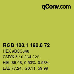 カラーコード: RGB 188.1 198.8 72 | qconv.com