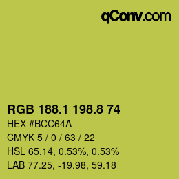 カラーコード: RGB 188.1 198.8 74 | qconv.com