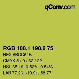カラーコード: RGB 188.1 198.8 75 | qconv.com