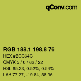 カラーコード: RGB 188.1 198.8 76 | qconv.com