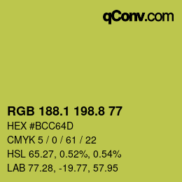 カラーコード: RGB 188.1 198.8 77 | qconv.com