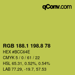 カラーコード: RGB 188.1 198.8 78 | qconv.com