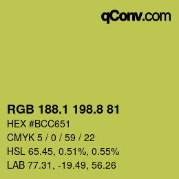 カラーコード: RGB 188.1 198.8 81 | qconv.com