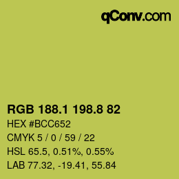 カラーコード: RGB 188.1 198.8 82 | qconv.com