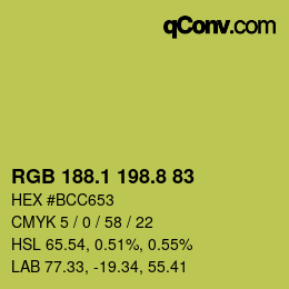 カラーコード: RGB 188.1 198.8 83 | qconv.com