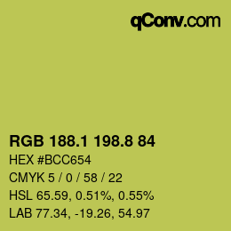 カラーコード: RGB 188.1 198.8 84 | qconv.com