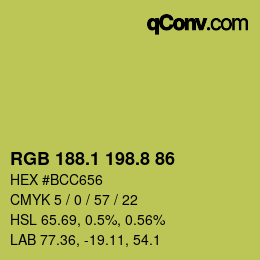 カラーコード: RGB 188.1 198.8 86 | qconv.com