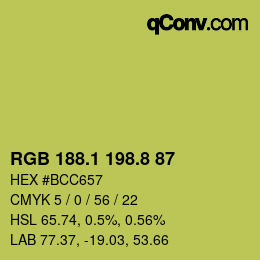 カラーコード: RGB 188.1 198.8 87 | qconv.com