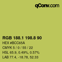 カラーコード: RGB 188.1 198.8 90 | qconv.com