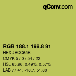 カラーコード: RGB 188.1 198.8 91 | qconv.com