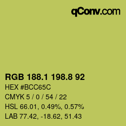 カラーコード: RGB 188.1 198.8 92 | qconv.com