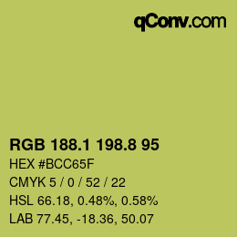 カラーコード: RGB 188.1 198.8 95 | qconv.com