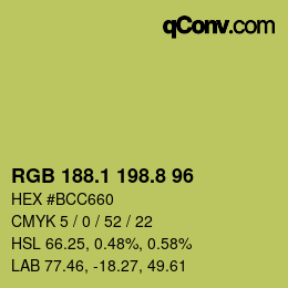 カラーコード: RGB 188.1 198.8 96 | qconv.com