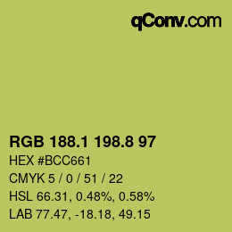 カラーコード: RGB 188.1 198.8 97 | qconv.com