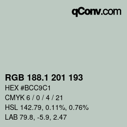 Color code: RGB 188.1 201 193 | qconv.com