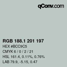 カラーコード: RGB 188.1 201 197 | qconv.com