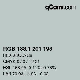 カラーコード: RGB 188.1 201 198 | qconv.com