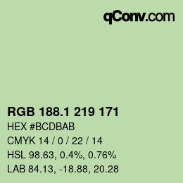 カラーコード: RGB 188.1 219 171 | qconv.com