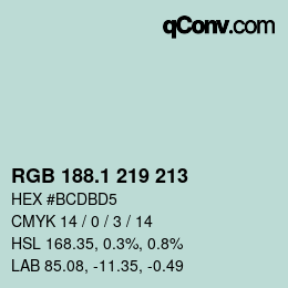 カラーコード: RGB 188.1 219 213 | qconv.com