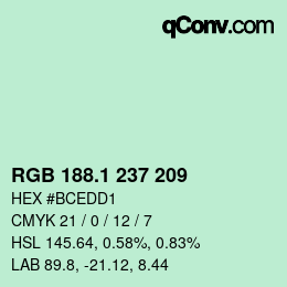 カラーコード: RGB 188.1 237 209 | qconv.com