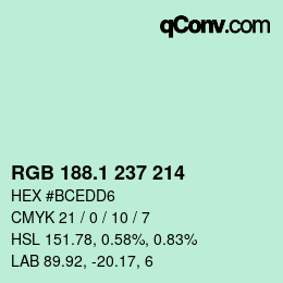 カラーコード: RGB 188.1 237 214 | qconv.com