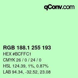カラーコード: RGB 188.1 255 193 | qconv.com